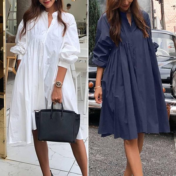 women's high waist sundress zanzea 2021 fashion puff sleeve shirt dress solid short vestidos female v neck robe femme oversized casual, Black;gray
women's high waist sundress zanzea 2021 fashion puff sleeve shirt dress solid short vestidos female v neck robe femme oversized casual, Black;gray