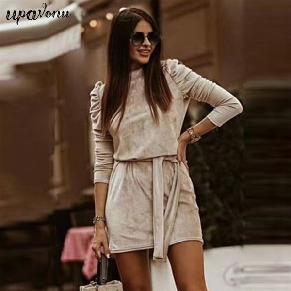women's velvet dresses o-neck bubble long sleeve bodycon belt lace-up dress club party mini vestidos 210524, Black;gray
women's velvet dresses o-neck bubble long sleeve bodycon belt lace-up dress club party mini vestidos 210524, Black;gray