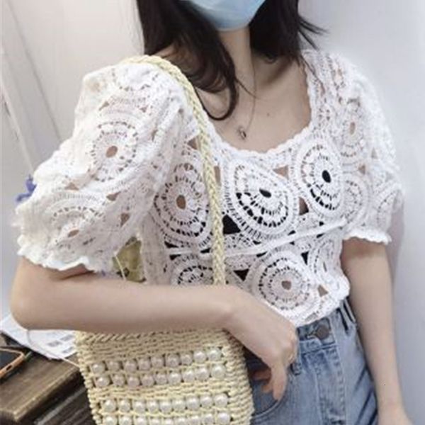 women's knits & tees hollow out short sleeve blouses square collar see through female blouse summer fashion sweet korean lad, White
women's knits & tees hollow out short sleeve blouses square collar see through female blouse summer fashion sweet korean lad, White