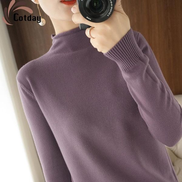 cotday long sleeve slim solid fall 2021 fashion half high neck sweater women's pullover with curled winter warm sweaters, White;black
cotday long sleeve slim solid fall 2021 fashion half high neck sweater women's pullover with curled winter warm sweaters, White;black