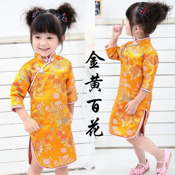 girl's dresses foral baby girl qipao three-quarter sleeve chinese tradition cheongsam children clothes, Red;yellow
girl's dresses foral baby girl qipao three-quarter sleeve chinese tradition cheongsam children clothes, Red;yellow