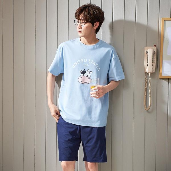 men's sleepwear summer thin blue o-neck cotton pajamas for men japanese cartoon kawaii cows print short-sleeves home suit simple male l, Black;brown
men's sleepwear summer thin blue o-neck cotton pajamas for men japanese cartoon kawaii cows print short-sleeves home suit simple male l, Black;brown