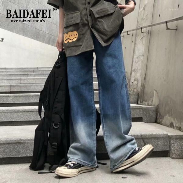 men's jeans wide leg straight high street pants summer gradient color loose harajuku style casual trousers, Blue
men's jeans wide leg straight high street pants summer gradient color loose harajuku style casual trousers, Blue