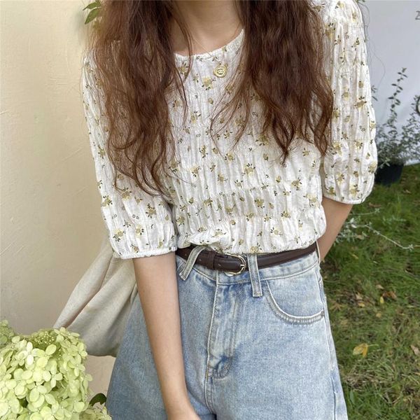women's blouses & shirts hzirip gentle korean puff sleeve floral pleated o neck loose ladies 2021 elegant sweet chic fashion all-match, White
women's blouses & shirts hzirip gentle korean puff sleeve floral pleated o neck loose ladies 2021 elegant sweet chic fashion all-match, White