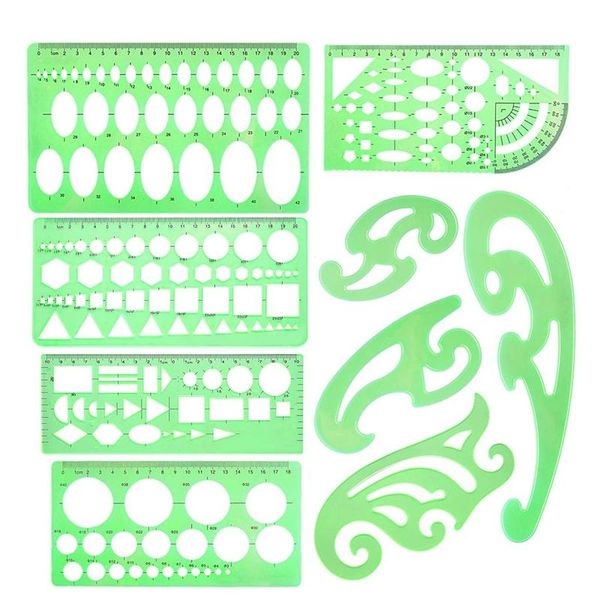 pieces drawings templates french curve geometric measuring rulers clear green plastic for designing gift sets
pieces drawings templates french curve geometric measuring rulers clear green plastic for designing gift sets