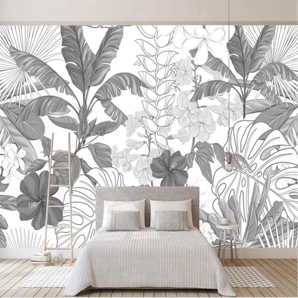 custom any size mural wallpaper modern black and white tropical rainforest banana leaf wall painting papel de parede sala decor wallpapers
custom any size mural wallpaper modern black and white tropical rainforest banana leaf wall painting papel de parede sala decor wallpapers