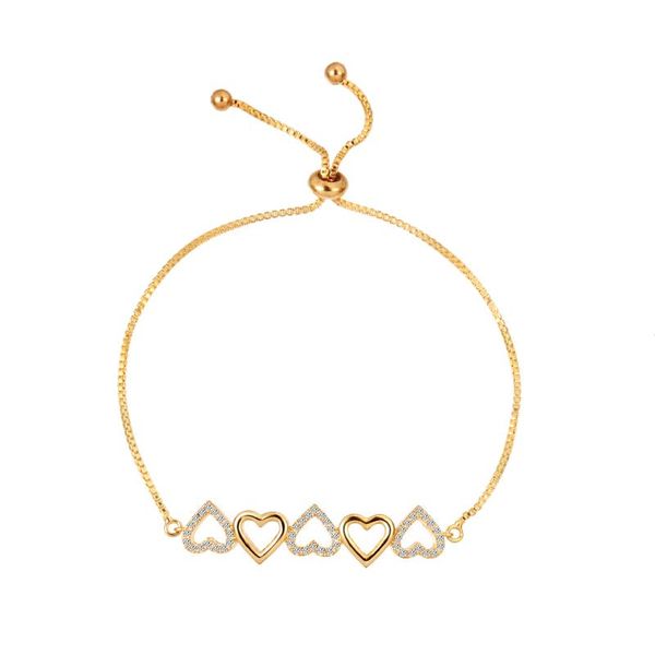 brand gold color plated zirconia crystal 5 hearts adjustable bracelet bride bridesmaid jewelry link, chain, Black
brand gold color plated zirconia crystal 5 hearts adjustable bracelet bride bridesmaid jewelry link, chain, Black