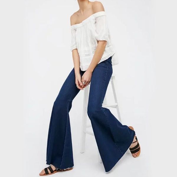 women's jeans fashion streetwear women long flare trousers casual denim pants bell-bottomed boot cut, Blue
women's jeans fashion streetwear women long flare trousers casual denim pants bell-bottomed boot cut, Blue