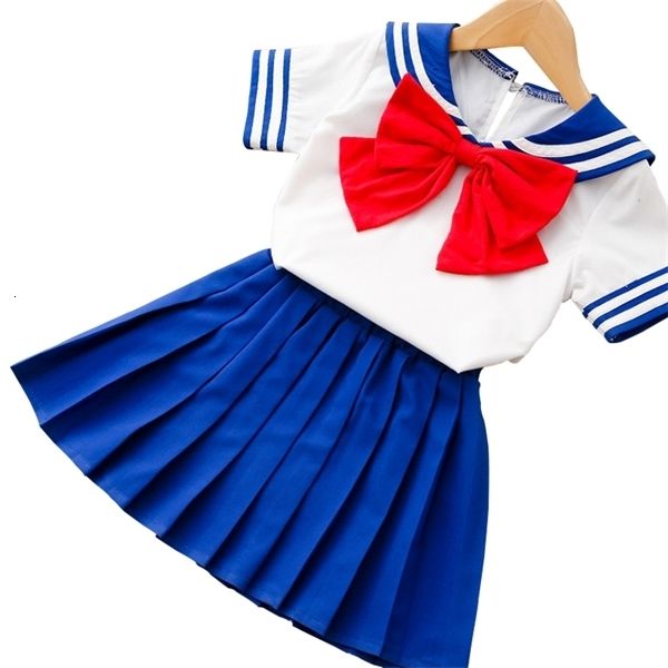 children's suit for girls summer short sleeve bow + pleated skirt sailor moon cosplay sets casual outfit baby kids clothing 0926, White
children's suit for girls summer short sleeve bow + pleated skirt sailor moon cosplay sets casual outfit baby kids clothing 0926, White