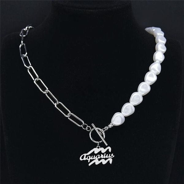imitation pearls stainless steel aquarius necklace astrology choker punk jewelry acier inoxydable bijoux nxs03 pendant necklaces, Silver
imitation pearls stainless steel aquarius necklace astrology choker punk jewelry acier inoxydable bijoux nxs03 pendant necklaces, Silver