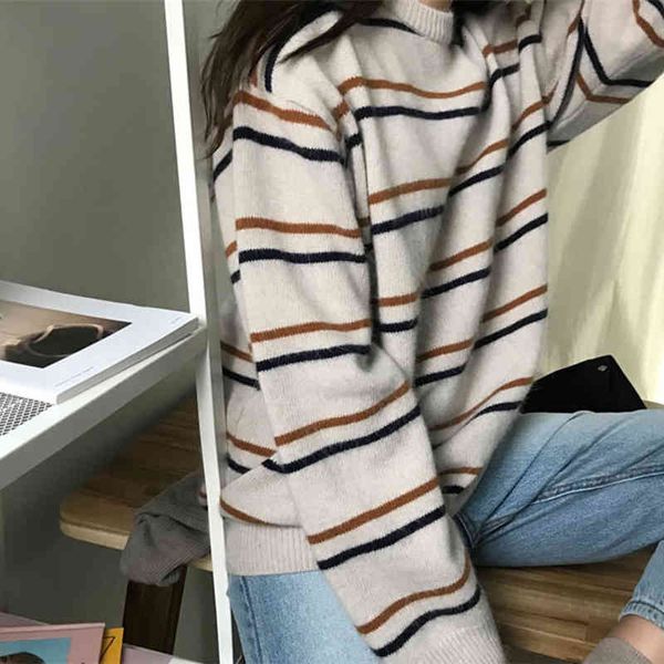 women's t-shirt female pullovers soft autumn o-neck chic daily of women sweater sweet striped student harajuku mesh loose outwear, White
women's t-shirt female pullovers soft autumn o-neck chic daily of women sweater sweet striped student harajuku mesh loose outwear, White