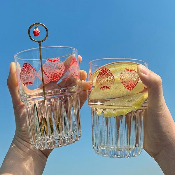 wine glasses vertical stripes glass cup strawberry print tea coffee beer mug drinkware heat-resistant milk breakfast
wine glasses vertical stripes glass cup strawberry print tea coffee beer mug drinkware heat-resistant milk breakfast