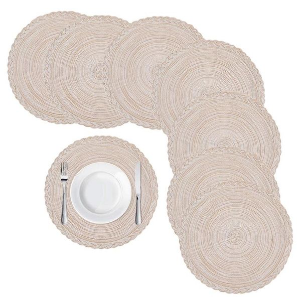mats & pads 8 pack round braided placemats for dining table woven heat resistant non-slip kitchen mats, 14 inch diameter
mats & pads 8 pack round braided placemats for dining table woven heat resistant non-slip kitchen mats, 14 inch diameter