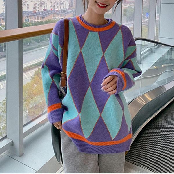 women's sweaters girls shirt sweater diamond pullovers geometry pattern long sleeve loose casual knitting pullover clothing, White;black
women's sweaters girls shirt sweater diamond pullovers geometry pattern long sleeve loose casual knitting pullover clothing, White;black