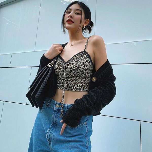 women casual close-fitting camisole unique style grey leopard printed pattern v-neck sleeveless crop fashionable women's tanks & camis, White
women casual close-fitting camisole unique style grey leopard printed pattern v-neck sleeveless crop fashionable women's tanks & camis, White