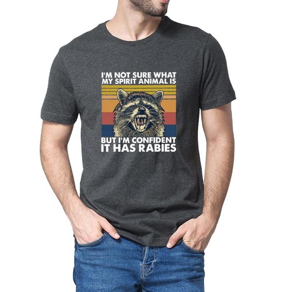 men's t-shirts 100% cotton raccoon i'm not sure what my spirit animal is but confident it has rabies vintage summer t-shirt, White;black
men's t-shirts 100% cotton raccoon i'm not sure what my spirit animal is but confident it has rabies vintage summer t-shirt, White;black