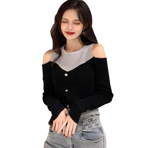 spring autumn women stitching knitted sweaters thin temperament one-shoulder long-sleeved small fragrance women's, White;black
spring autumn women stitching knitted sweaters thin temperament one-shoulder long-sleeved small fragrance women's, White;black