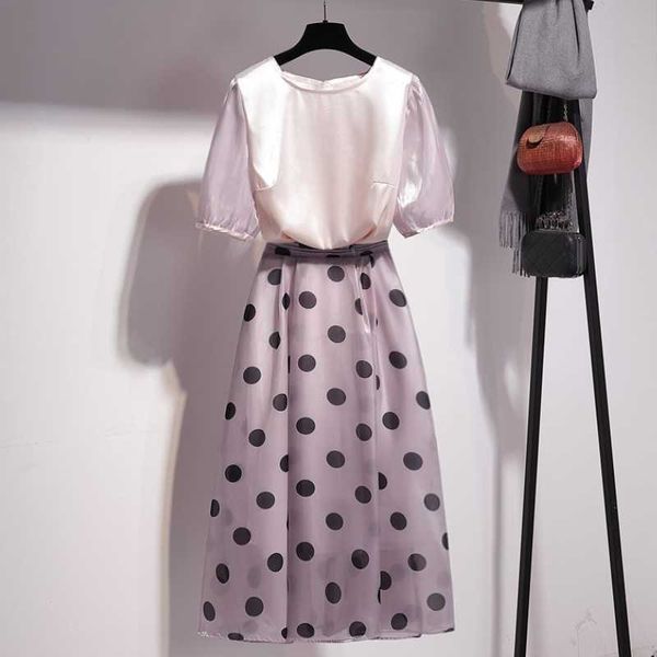 summer women 2 pieces sets elegant fashion o-neck puff sleeve t-shirt + high waist polka dot pleated skirts suit 210526, White
summer women 2 pieces sets elegant fashion o-neck puff sleeve t-shirt + high waist polka dot pleated skirts suit 210526, White