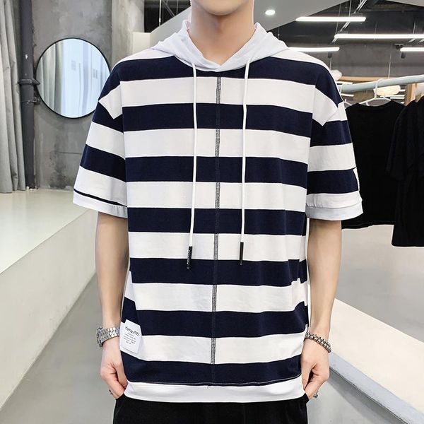 men's t-shirts browon nrand arrival hooded striped t shirt men clothing 2021 summer short sleeve t-shirt clothes fashion thin loose, White;black
men's t-shirts browon nrand arrival hooded striped t shirt men clothing 2021 summer short sleeve t-shirt clothes fashion thin loose, White;black