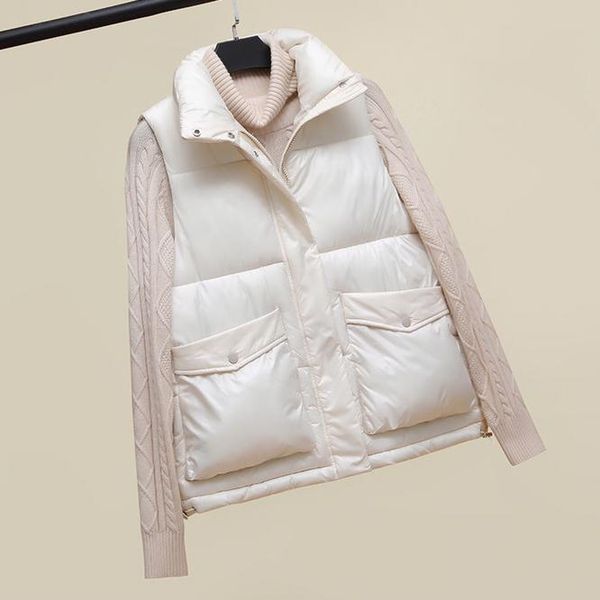 women's vests 2021 white korean cotton vest women sleeveless down coat lady casual short outwear waistcoat parkas jacket coats cloth, Black;white
women's vests 2021 white korean cotton vest women sleeveless down coat lady casual short outwear waistcoat parkas jacket coats cloth, Black;white