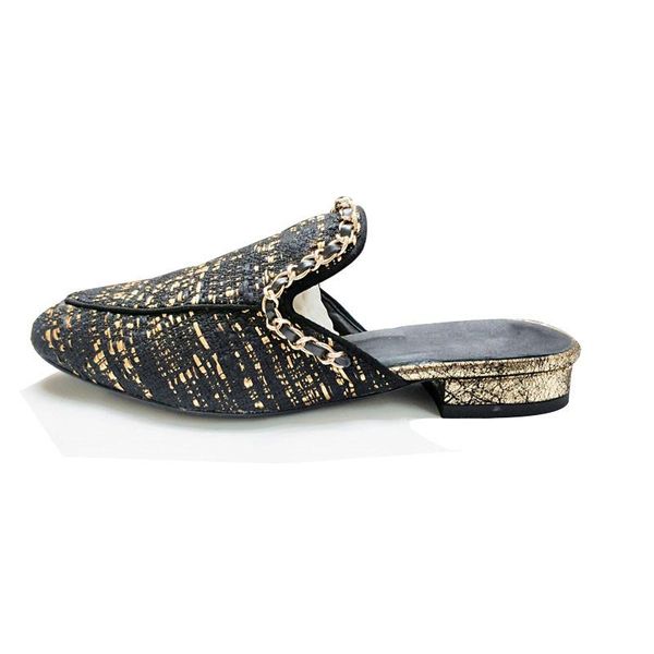 mules shoes women pumps golden chain decoration closed pointy toe low heels lazy loafers genuine leather ladies slippers, Black
mules shoes women pumps golden chain decoration closed pointy toe low heels lazy loafers genuine leather ladies slippers, Black