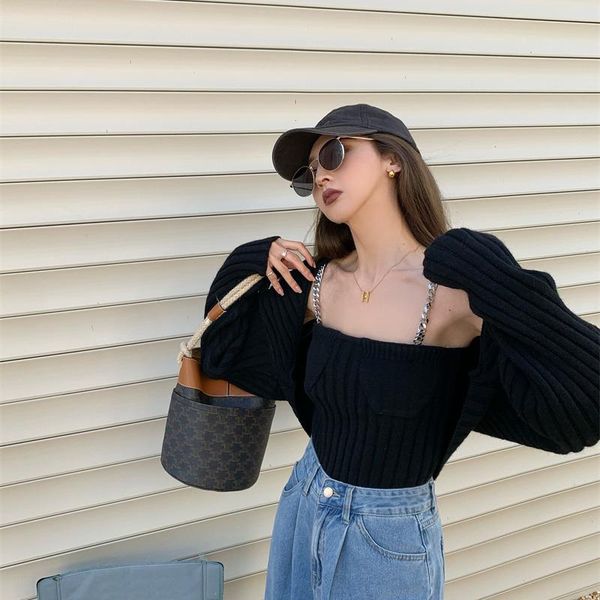 women's knits & tees women knitted sweaters woman cardigans long sleeve+knitting crop female tank camis two pieces, White
women's knits & tees women knitted sweaters woman cardigans long sleeve+knitting crop female tank camis two pieces, White