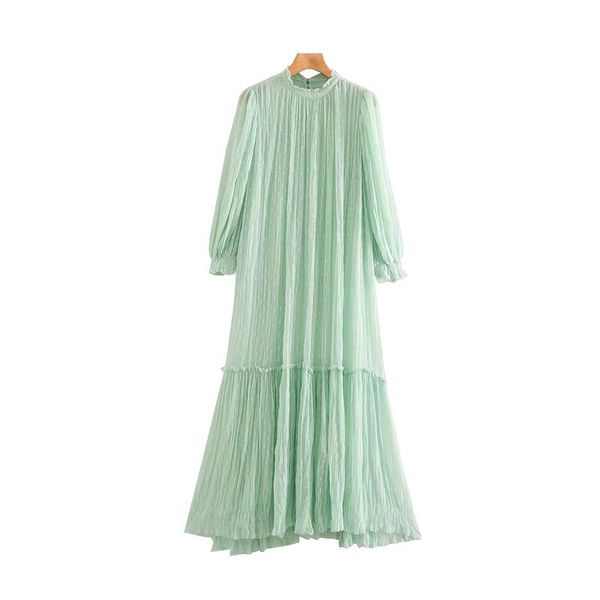 women 2021 chic fahsion with lining ruffled midi dress vintage high collar see through sleeve female dresses vestidos casual, Black;gray
women 2021 chic fahsion with lining ruffled midi dress vintage high collar see through sleeve female dresses vestidos casual, Black;gray