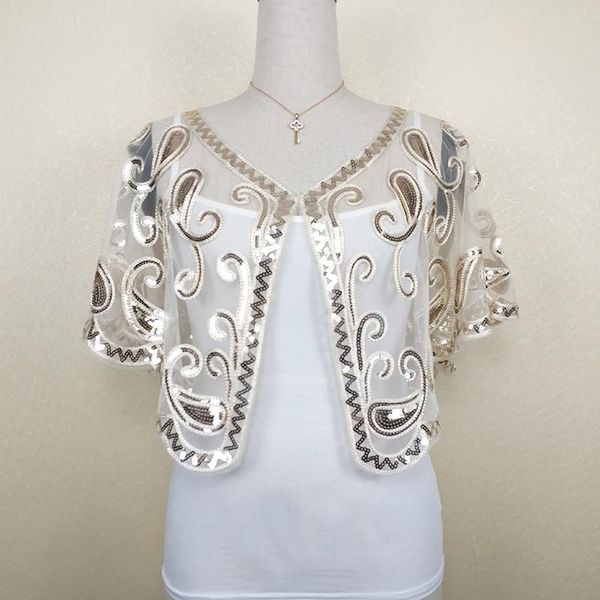scarves vintage 1920s shawl wraps sequin beaded evening cape bridal bolero flapper cover up (apricot/black/gold/silver), Blue;gray
scarves vintage 1920s shawl wraps sequin beaded evening cape bridal bolero flapper cover up (apricot/black/gold/silver), Blue;gray