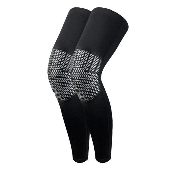pair of extended breathable leg protection cycling elastic sleeves kneecap anti-slid press kneepad for man woman basketball elbow & knee pad, Black;gray 
pair of extended breathable leg protection cycling elastic sleeves kneecap anti-slid press kneepad for man woman basketball elbow & knee pad, Black;gray