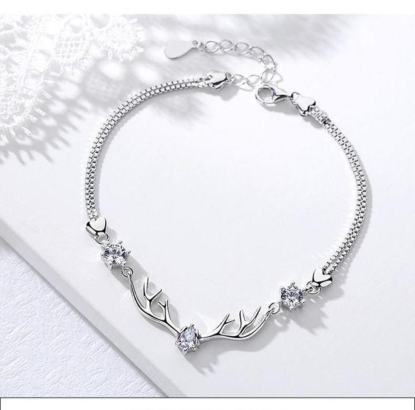 deer has your silver bracelet, japanese and korean simple little antlers, ladies chain, student girlfriends, couple jewelry link, chain, Black
deer has your silver bracelet, japanese and korean simple little antlers, ladies chain, student girlfriends, couple jewelry link, chain, Black