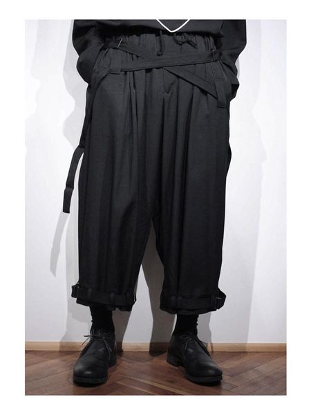 men's pants nine-point trousers with straps adjustable yamamoto wind yohji autumn and winter black ribbon feet
men's pants nine-point trousers with straps adjustable yamamoto wind yohji autumn and winter black ribbon feet