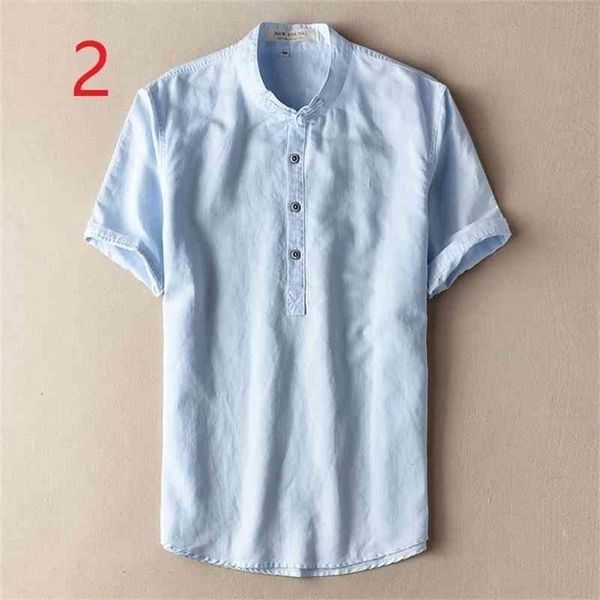 summer men's small collar button cotton short sleeve t-shirt casual chinese style linen solid color half youth shirt thin 210420, White;black
summer men's small collar button cotton short sleeve t-shirt casual chinese style linen solid color half youth shirt thin 210420, White;black