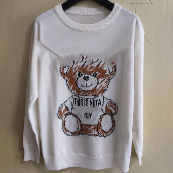 women's sweaters 2021 sweet little bear knitting sweater women woman pullover long sleeve white, White;black 
women's sweaters 2021 sweet little bear knitting sweater women woman pullover long sleeve white, White;black