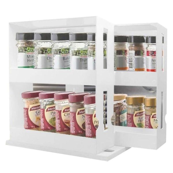 hooks & rails double layer multi-function storage rack rotating kitchen organizer seasoning spice jar holder home supplies
hooks & rails double layer multi-function storage rack rotating kitchen organizer seasoning spice jar holder home supplies