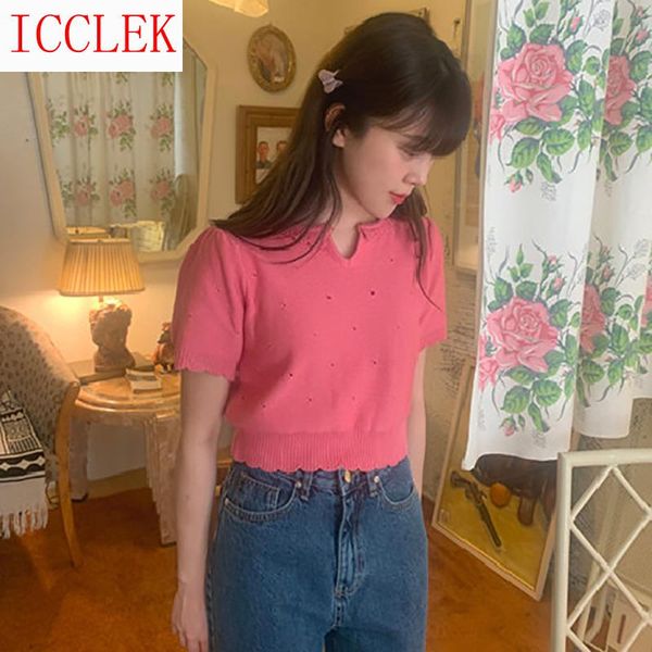 south korea ins summer t-shirt thin women's short sleeve casual v-neck pink slim fit small knits & tees, White
south korea ins summer t-shirt thin women's short sleeve casual v-neck pink slim fit small knits & tees, White