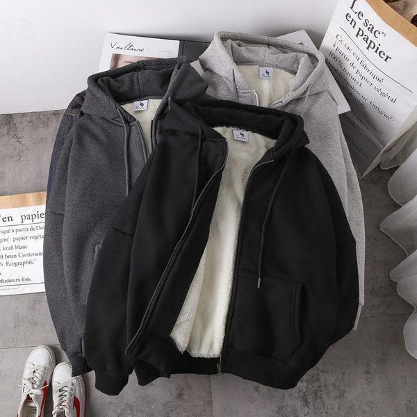 women's hoodies & sweatshirts women sweatshirt solid color 2021 autumn winter imitation lamb wool korean loose plus velvet thick zipper, Black
women's hoodies & sweatshirts women sweatshirt solid color 2021 autumn winter imitation lamb wool korean loose plus velvet thick zipper, Black