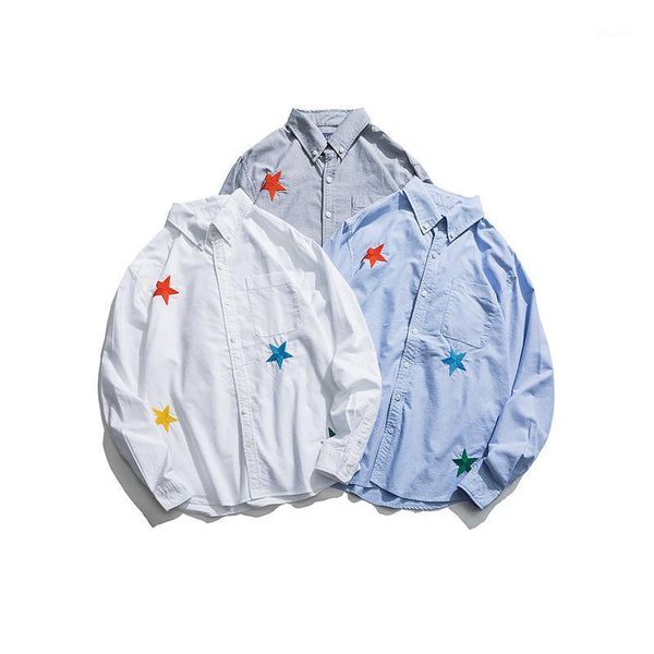 autumn korean three-color cotton oxford color star embroidery men's long-sleeved casual shirt shirts, White;black
autumn korean three-color cotton oxford color star embroidery men's long-sleeved casual shirt shirts, White;black