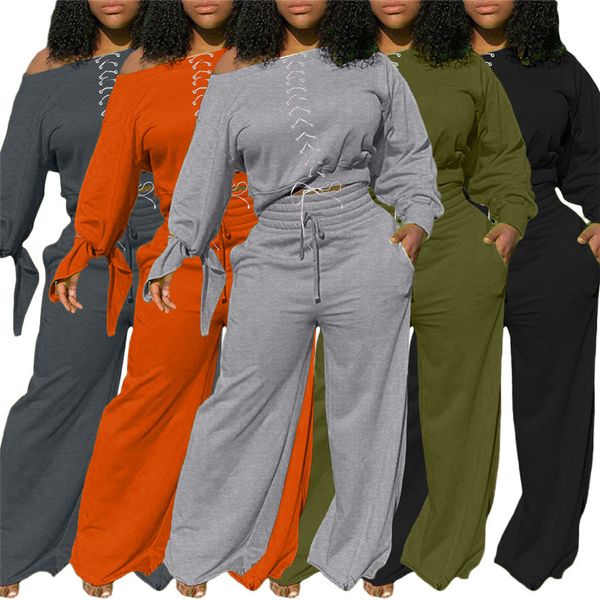 women's tracksuits women slash neck long sleeve loose two pieces sets solid color mid waist drawstring woman clothing c09x, Gray
women's tracksuits women slash neck long sleeve loose two pieces sets solid color mid waist drawstring woman clothing c09x, Gray