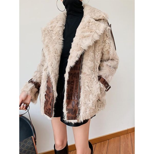 women's fur & faux genuine wool coat korean female jacket autumn winter jackets for women 2021 sheepskin femmes manteaux zjt1203, Black
women's fur & faux genuine wool coat korean female jacket autumn winter jackets for women 2021 sheepskin femmes manteaux zjt1203, Black