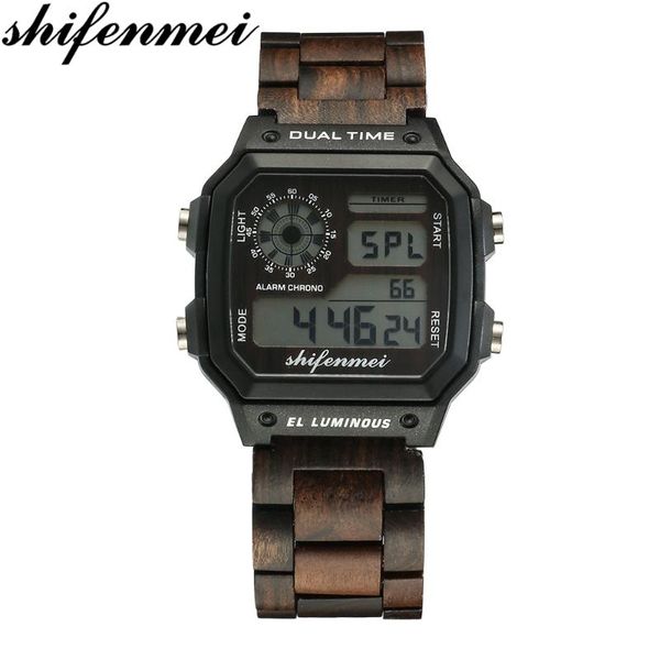 shifenmei wooden led digital watch for men luxury waterproof military sports watches man wood wristwatch male relogio masculino wristwatches, Slivery;brown
shifenmei wooden led digital watch for men luxury waterproof military sports watches man wood wristwatch male relogio masculino wristwatches, Slivery;brown