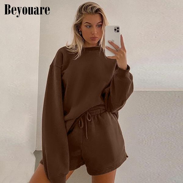 women's tracksuits beyouare casual women shorts set oversize pullover sweatshirts cotton autumn two piece solid 2021 basic 2 pieces, Gray
women's tracksuits beyouare casual women shorts set oversize pullover sweatshirts cotton autumn two piece solid 2021 basic 2 pieces, Gray