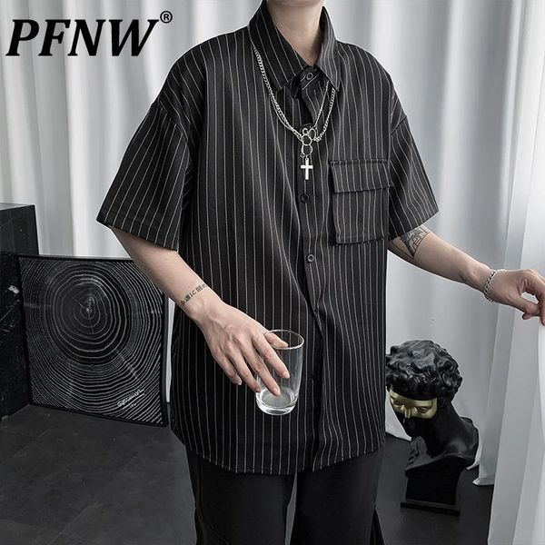 men's casual shirts pfnw 2021 summer striped shirt short sleeve fashion thin clothes pocket korean tide handsome daily 12x0262, White;black
men's casual shirts pfnw 2021 summer striped shirt short sleeve fashion thin clothes pocket korean tide handsome daily 12x0262, White;black