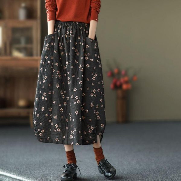 skirts 2021 spring summer ethnic print cotton linen skirt women elastic waist loose casual vintage pockets long femme y744, Black
skirts 2021 spring summer ethnic print cotton linen skirt women elastic waist loose casual vintage pockets long femme y744, Black
