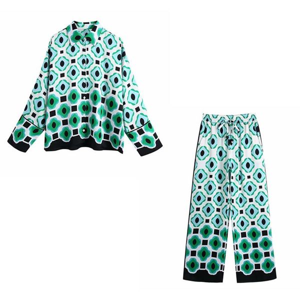 women's two piece pants casual women green print blouse suit 2021 spring elegant female streetwear pant matching sets ladies vinatge ge, White
women's two piece pants casual women green print blouse suit 2021 spring elegant female streetwear pant matching sets ladies vinatge ge, White