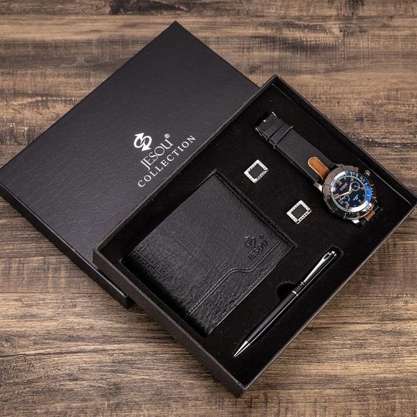 wristwatches men's gift set beautifully packaged watch + wallet cufflinks pen selling creative combination, Slivery;brown
wristwatches men's gift set beautifully packaged watch + wallet cufflinks pen selling creative combination, Slivery;brown