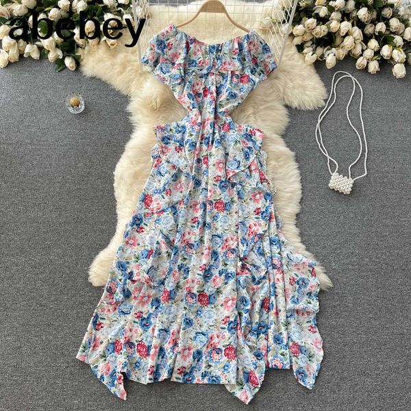 women chiffon floral dress slash neck off shoulder a-line dress summer boho irregular ruffles beach long sundress 210715, Black;gray
women chiffon floral dress slash neck off shoulder a-line dress summer boho irregular ruffles beach long sundress 210715, Black;gray