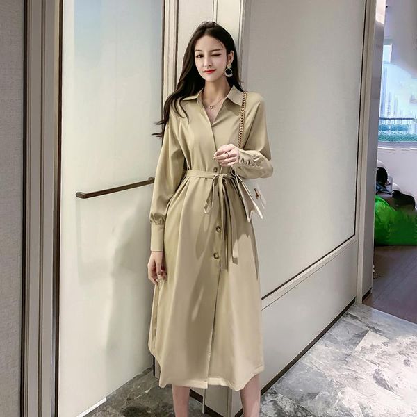 women's trench coats 2021 autumn french retro platycodon temperament was thin waist windbreaker long dress women, Tan;black
women's trench coats 2021 autumn french retro platycodon temperament was thin waist windbreaker long dress women, Tan;black