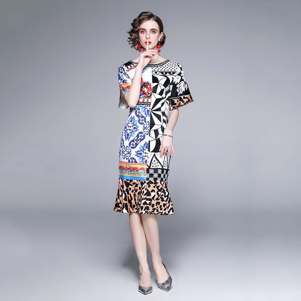summer dress short sleeve high end ol womens printed dress temperament noble lady fishtail dress party ruffle dresses, White;black
summer dress short sleeve high end ol womens printed dress temperament noble lady fishtail dress party ruffle dresses, White;black