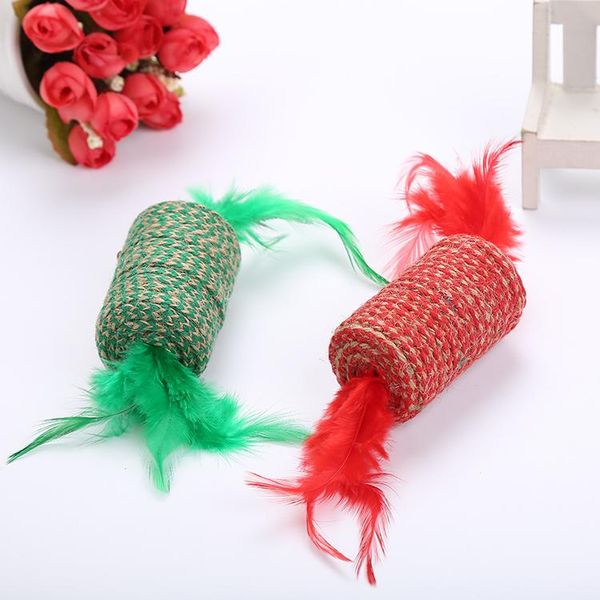 cat toys sisal roller with feather interactive toy grinding in stock pet products