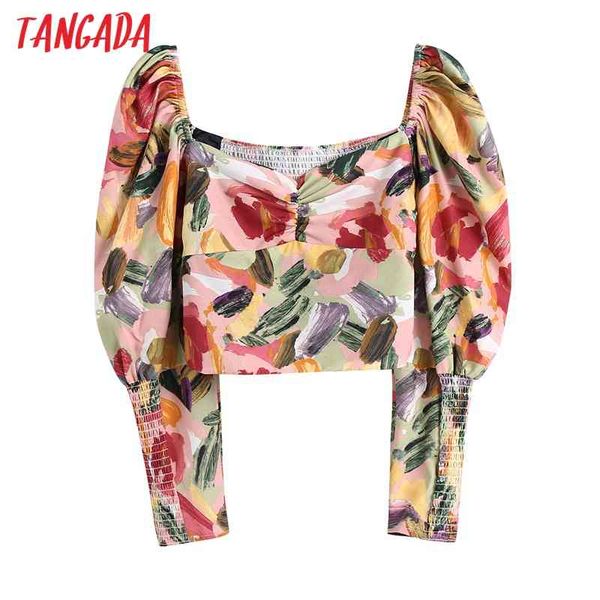 women retro print crop long sleeve summer chic female slim shirt be330 210416, White
women retro print crop long sleeve summer chic female slim shirt be330 210416, White